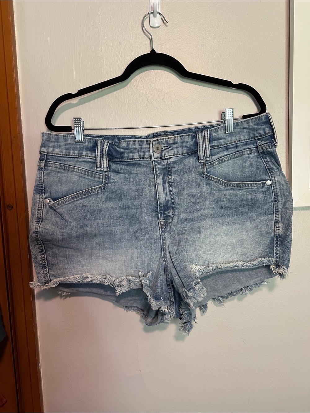 torrid Light Blue Frayed Hem Denim Shorts